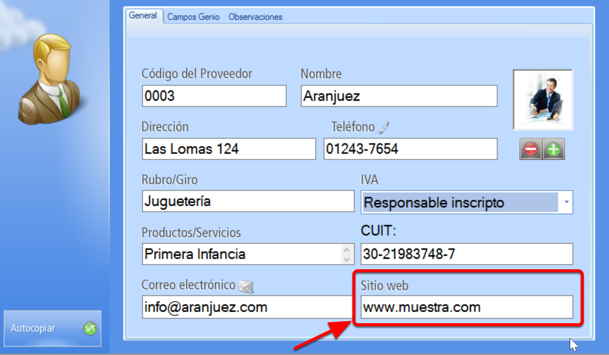 Sitio web proveedores