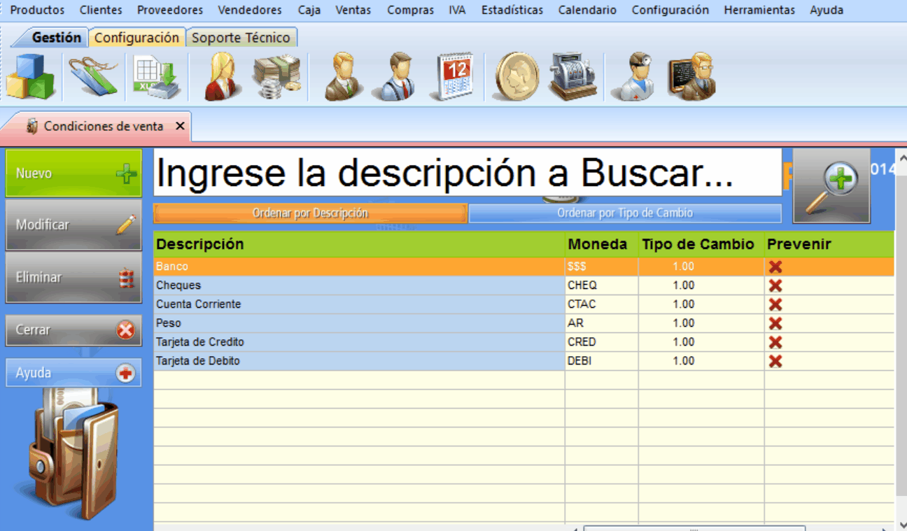 Seleccionar tipo en nueva forma de pago