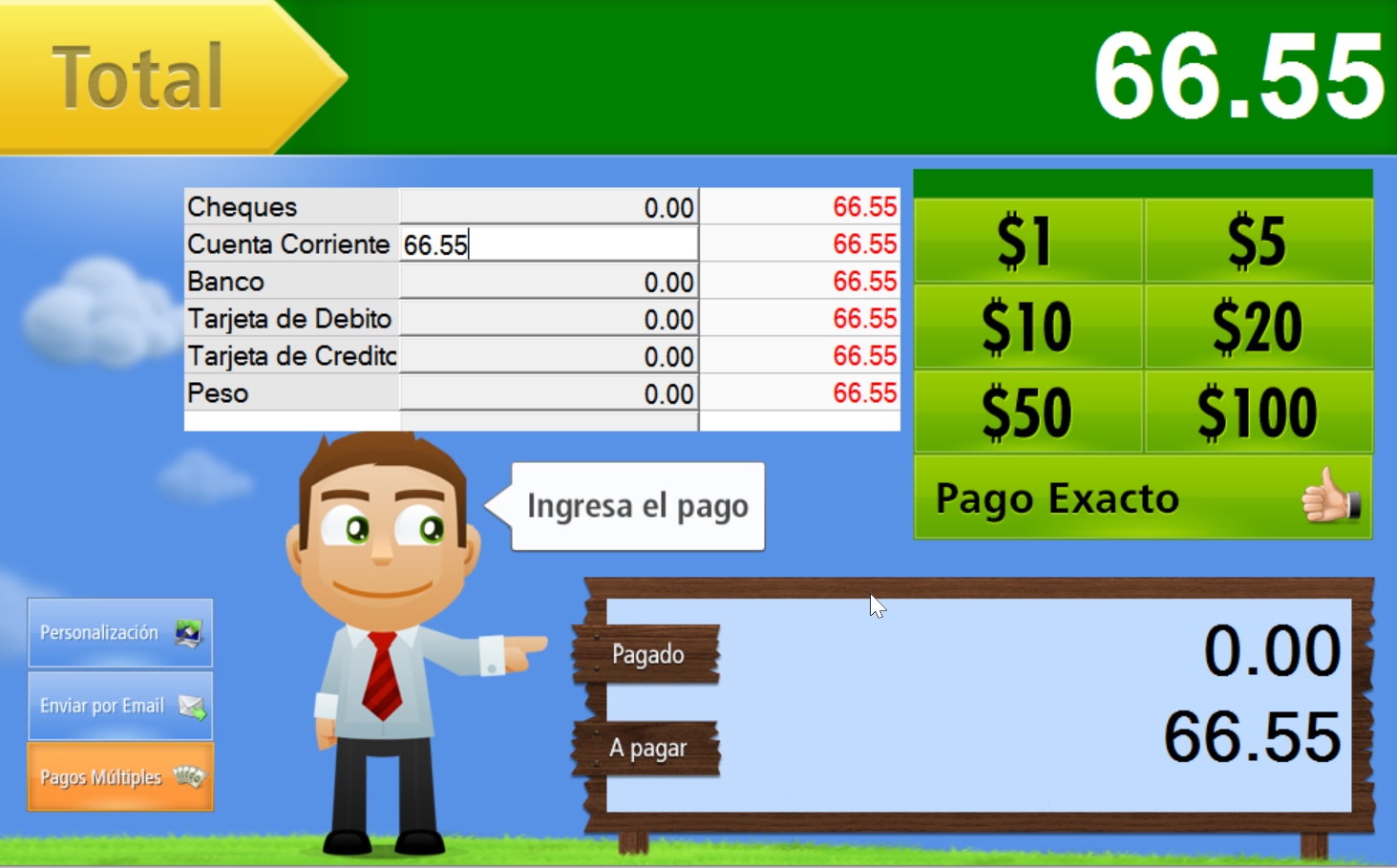 Escribe el monto que te pagará tu cliente a Cuenta Corriente
