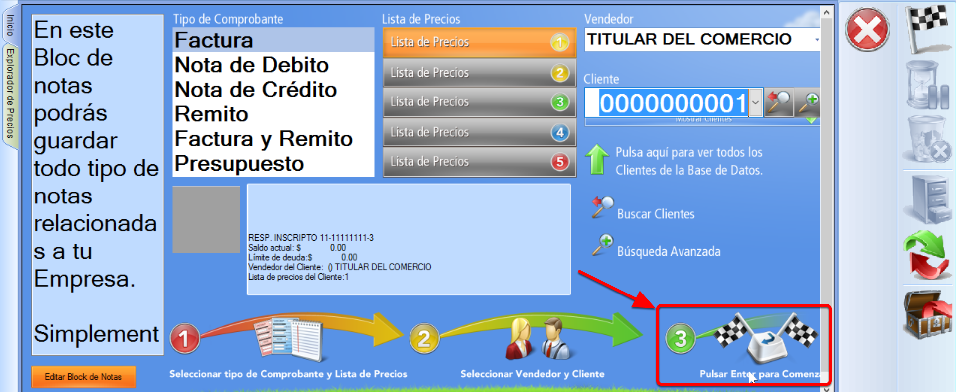 puedes ingresar al comprobante presionando <Enter> en tu teclado