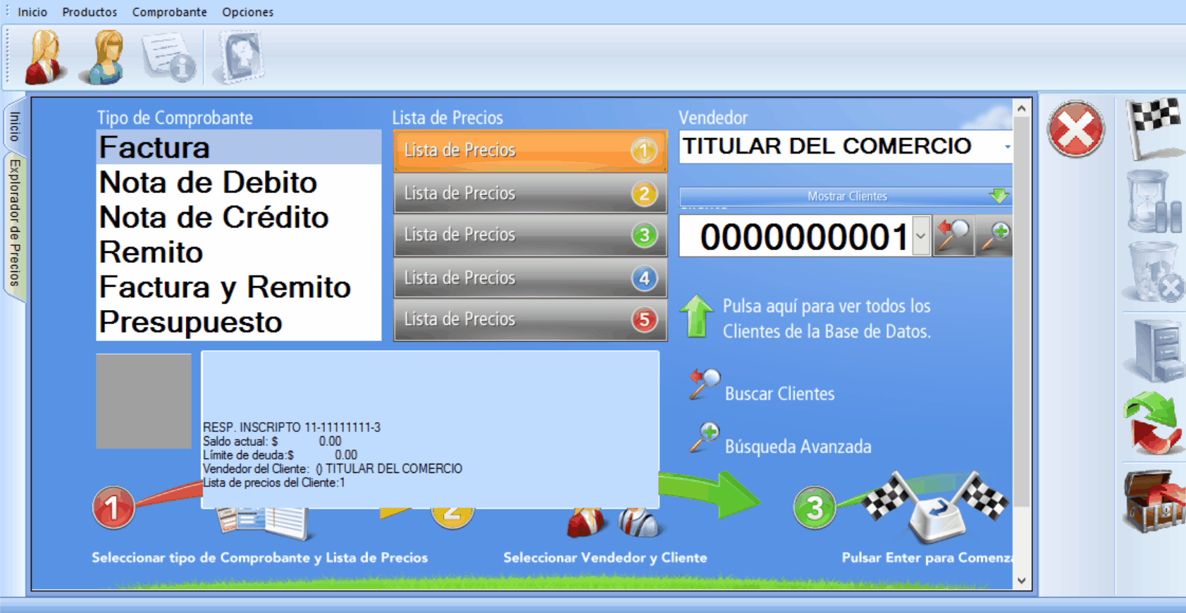 Iniciar nuevo comprobante facturación
