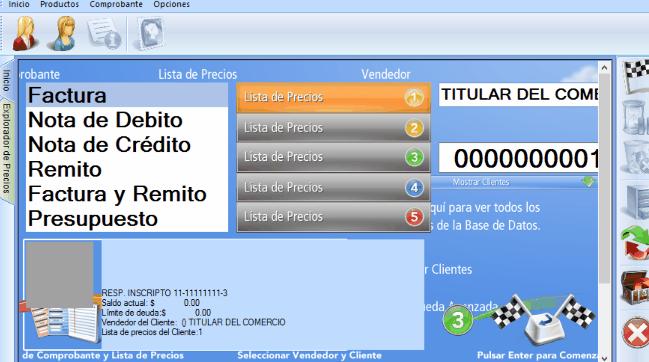 Inicio facturacion en sistema