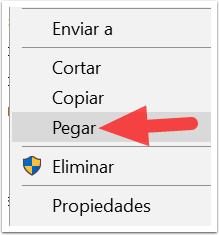 dale clic con el botón derecho del mouse, y selecciona pegar