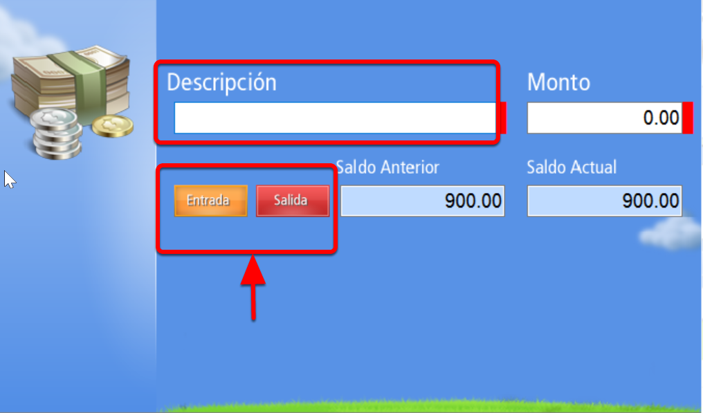 Ventana de ingreso de un Movimiento manual a la Cuenta Corriente del Cliente