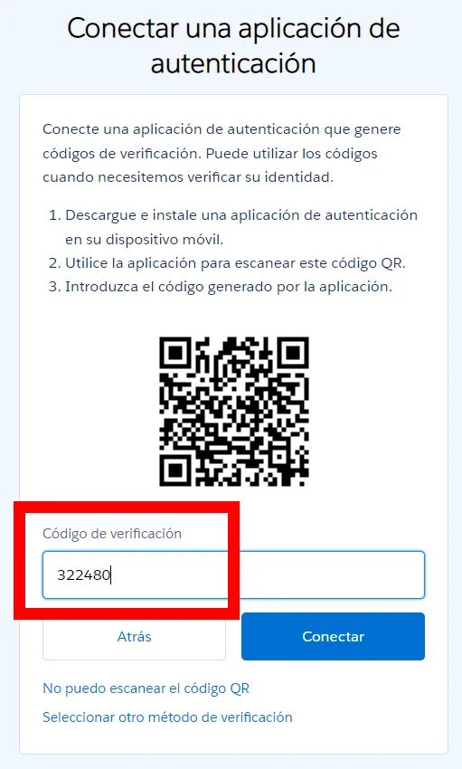 Código que aparece en Authy