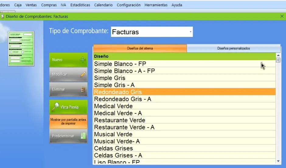 Configuración de comprobantes de venta