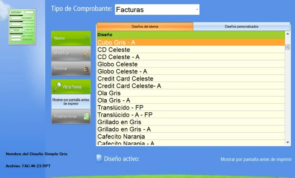 Opción de mostrar pantalla antes de imprimir