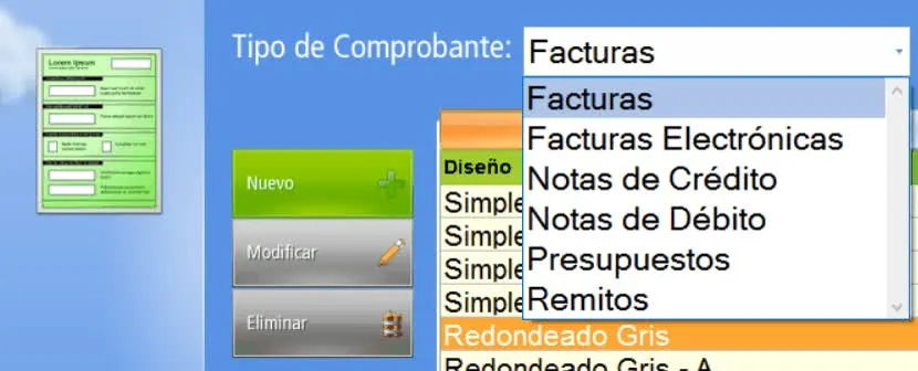 Es posible configurar facturas, presupuestos, notas de crédito, notas de débito y remitos