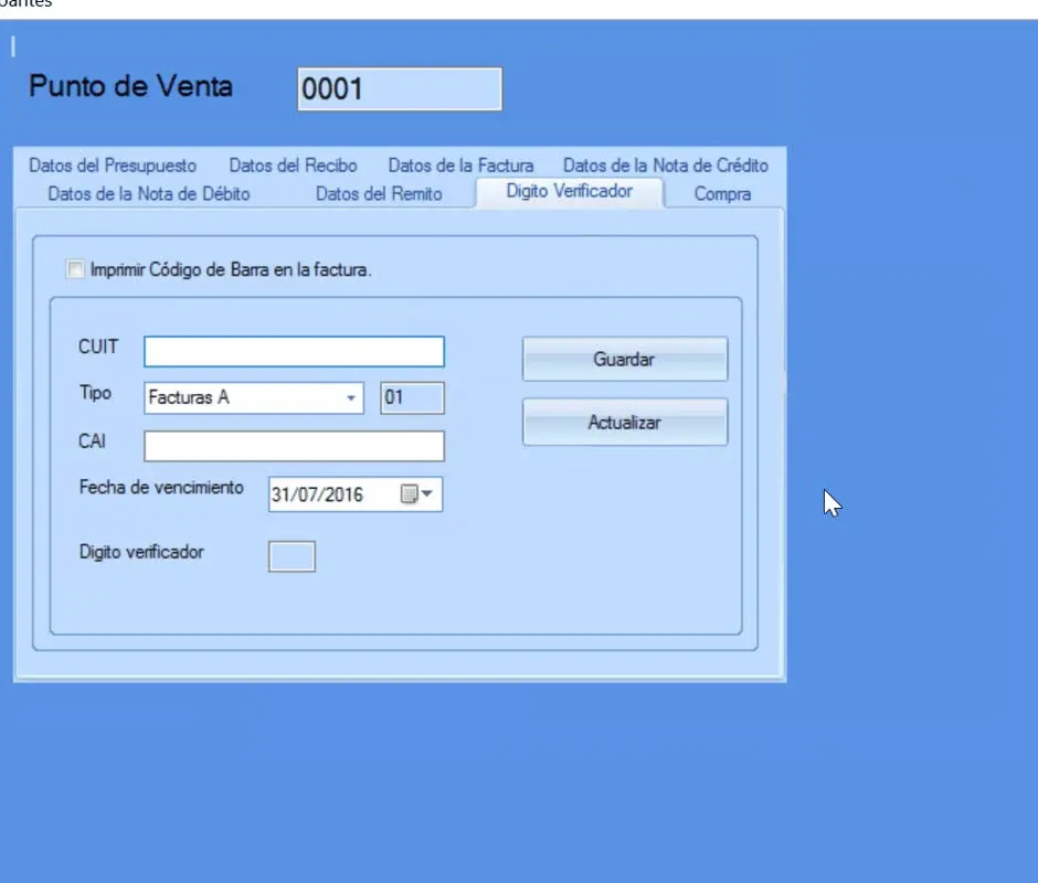 Modificar punto de venta