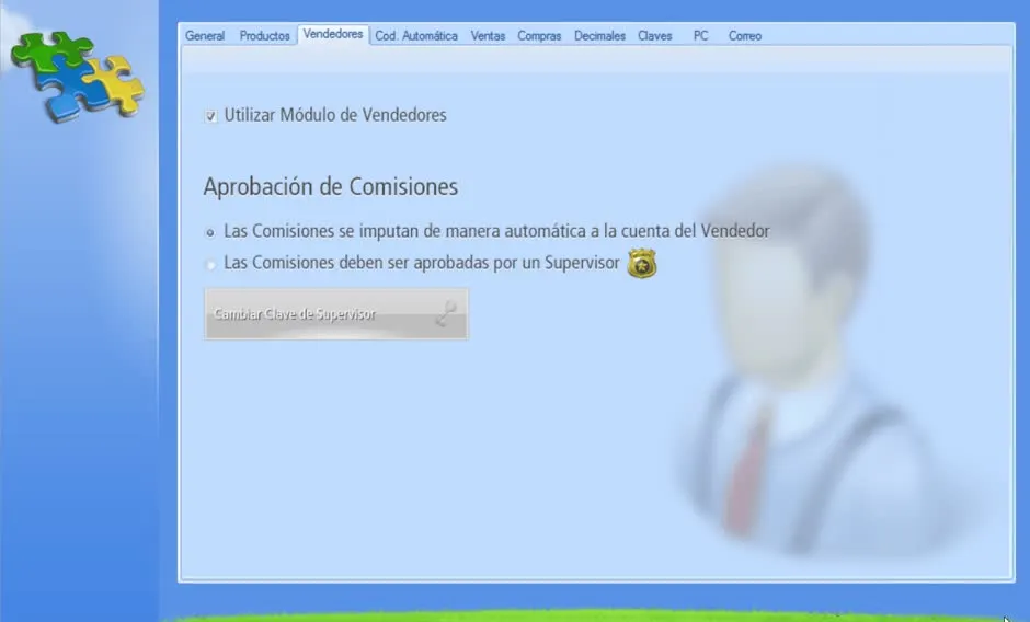 Ventana ingresar clave de supervisor de Ventas