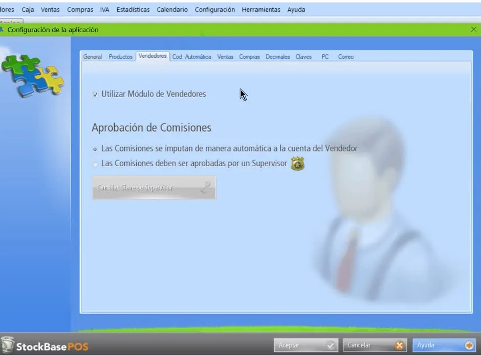 Pestaña Vendedores en Configuración de la Aplicación