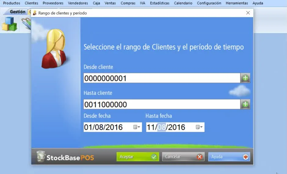 Selección de clientes y período