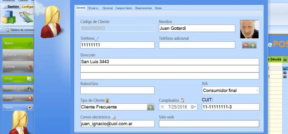 En el explorador de Tipos de Cliente puedes seleccionar o dar de alta un nuevo tipo de Cliente