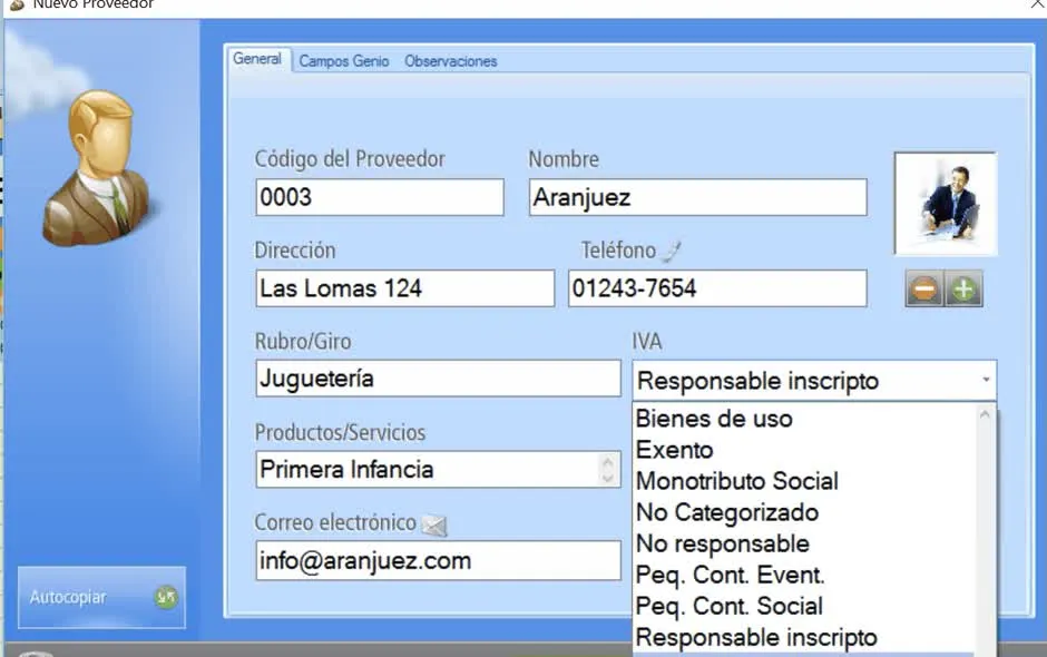 Campo IVA Proveedor
