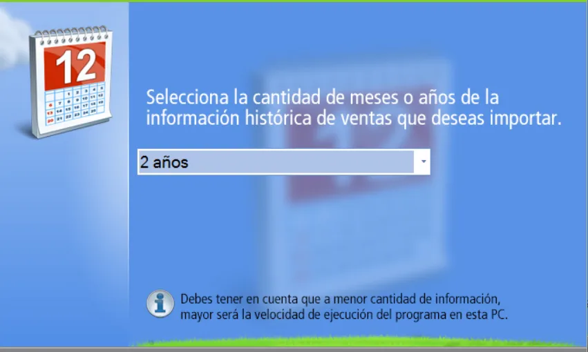 Para mantener la base de datos compacta, te recomendamos seleccionar dos años