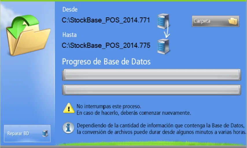 Especifica la ubicación en el disco de la versión anterior del programa