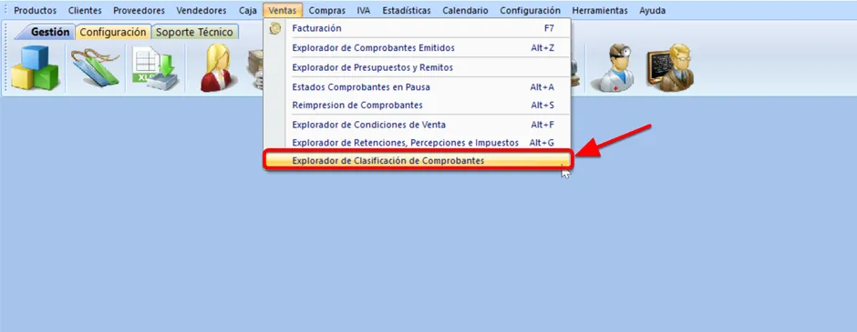 Explorador de clasificación de comprobantes