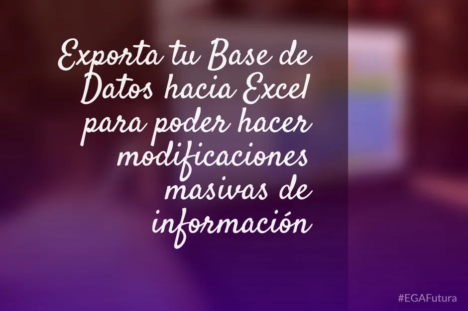 Exporta tu Base de Datos hacia Excel para poder hacer modificaciones masivas de información