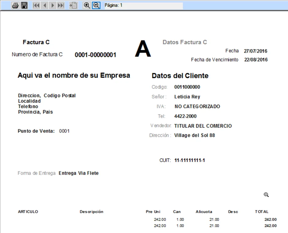 Ejemplo de formulario pre impreso