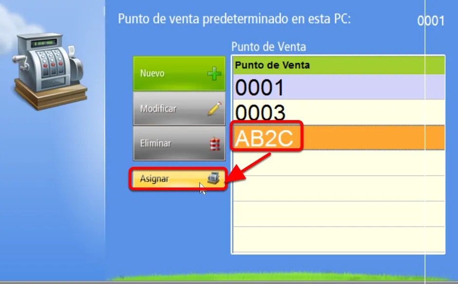 Asignar punto de venta en sistema