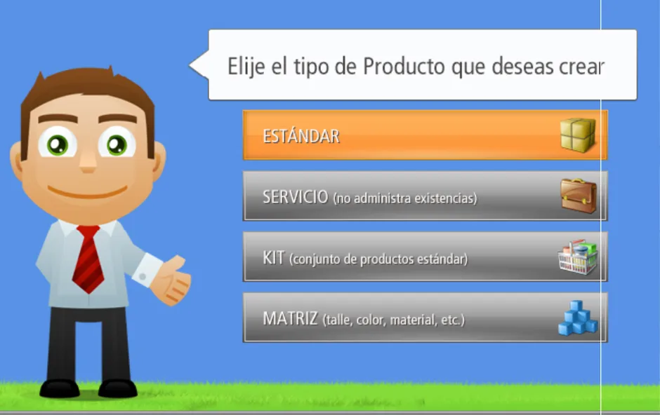 Ventana de Selección de Tipo de Producto