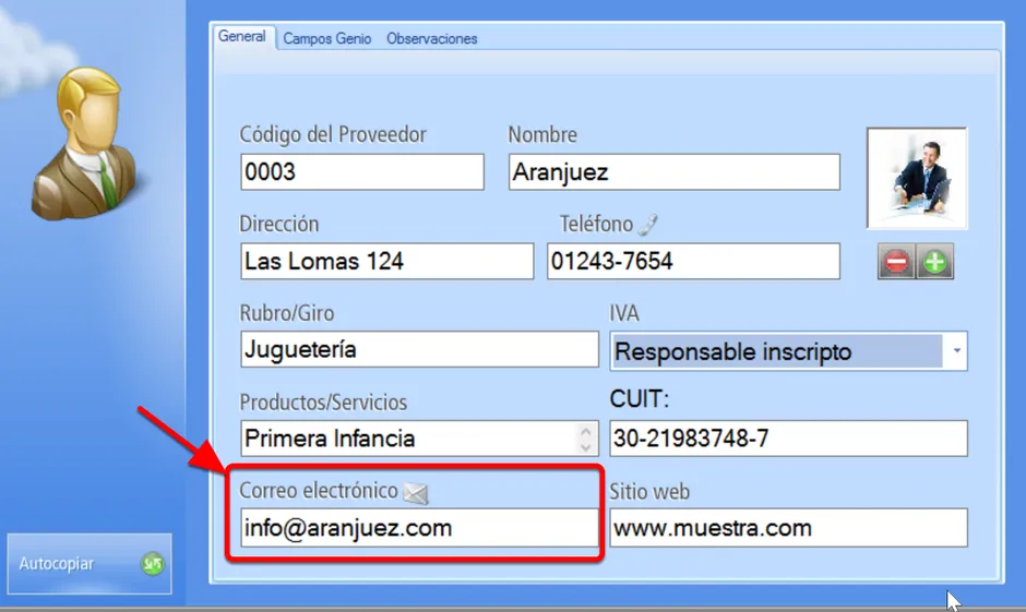 Correo electrónico proveedores