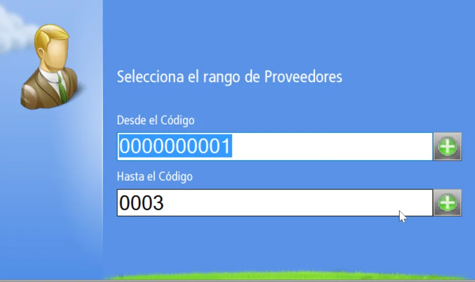 Limitar el rango de proveedores a incluir en el reporte parcial
