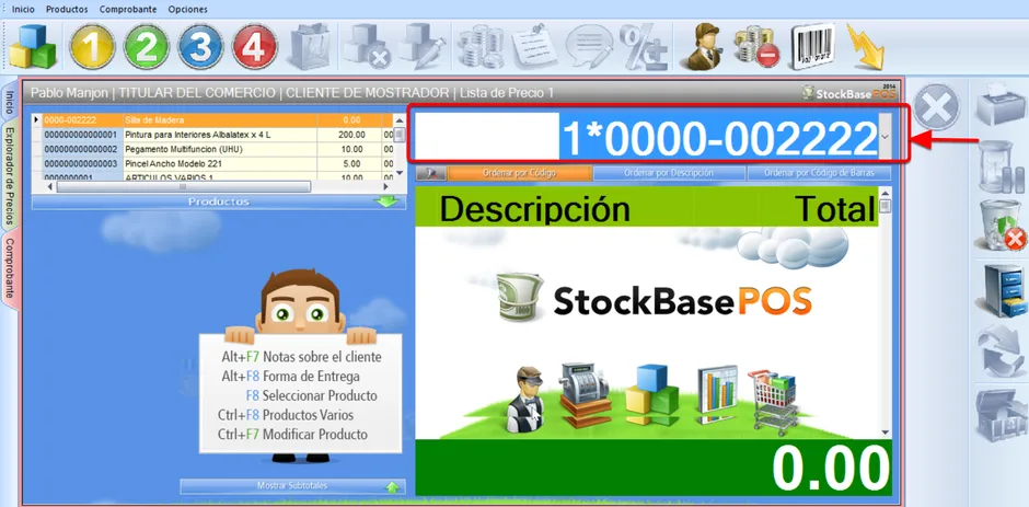 Ingresar código de barras en facturación