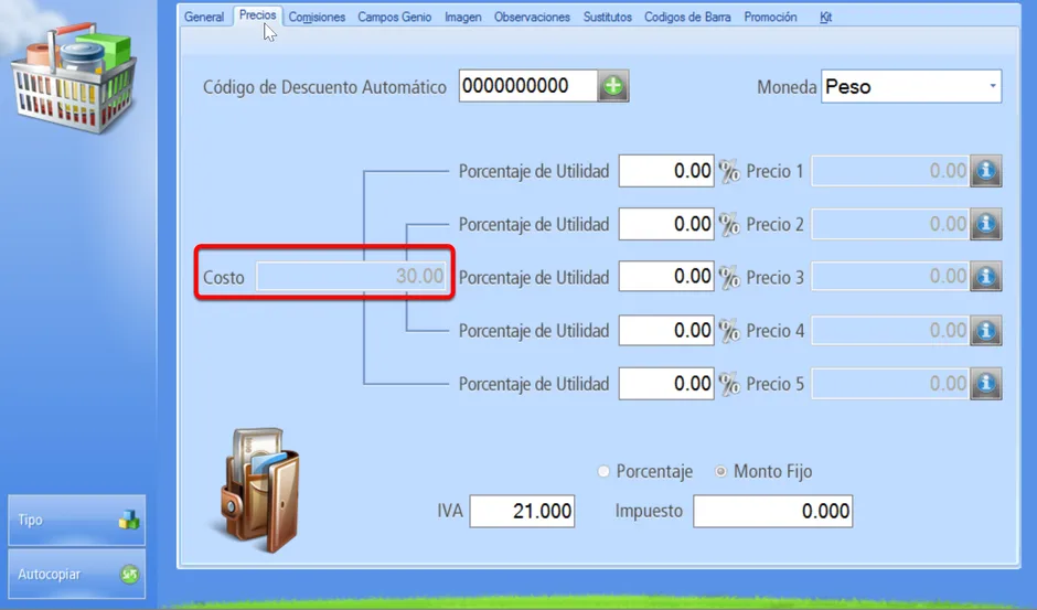 En la pestaña "Precio" del Producto tipo Kit el Costo de producción es el costo del Kit