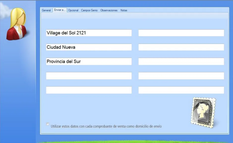 Campos para escribir todos los datos necesarios para la entrega