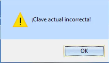 Mensaje de Clave de supervisor de Ventas incorrecta