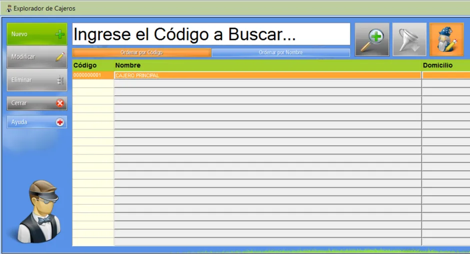 Explorador de Cajeros al cual se accede desde el menú "Configuración"