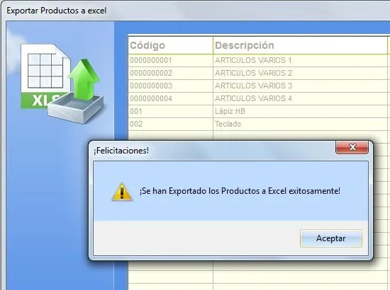 Cuando la exportación se haya realizado con éxito verás un mensaje de confirmación