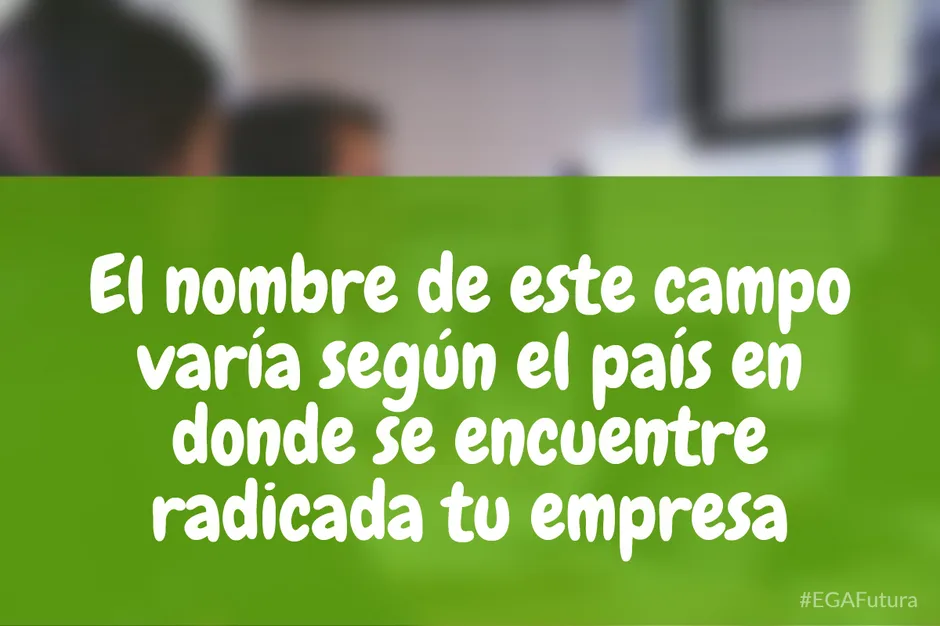 El nombre de este campo varía según el país en donde se encuentre radicada tu empresa