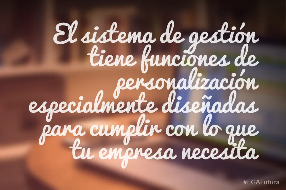 ‍El sistema de gestión de EGA Futura tiene funciones de personalización especialmente diseñadas para cumplir con lo que tu empresa necesita