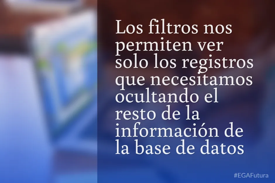 Los filtros nos permiten ver solo los registros que necesitamos ocultando el resto de la información de la base de datos