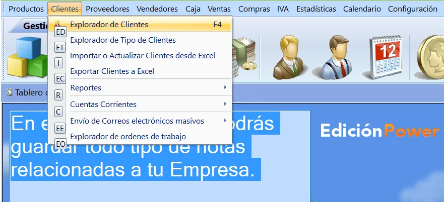 Las opciones de los menús también muestran sus etiquetas de acceso mediante teclado