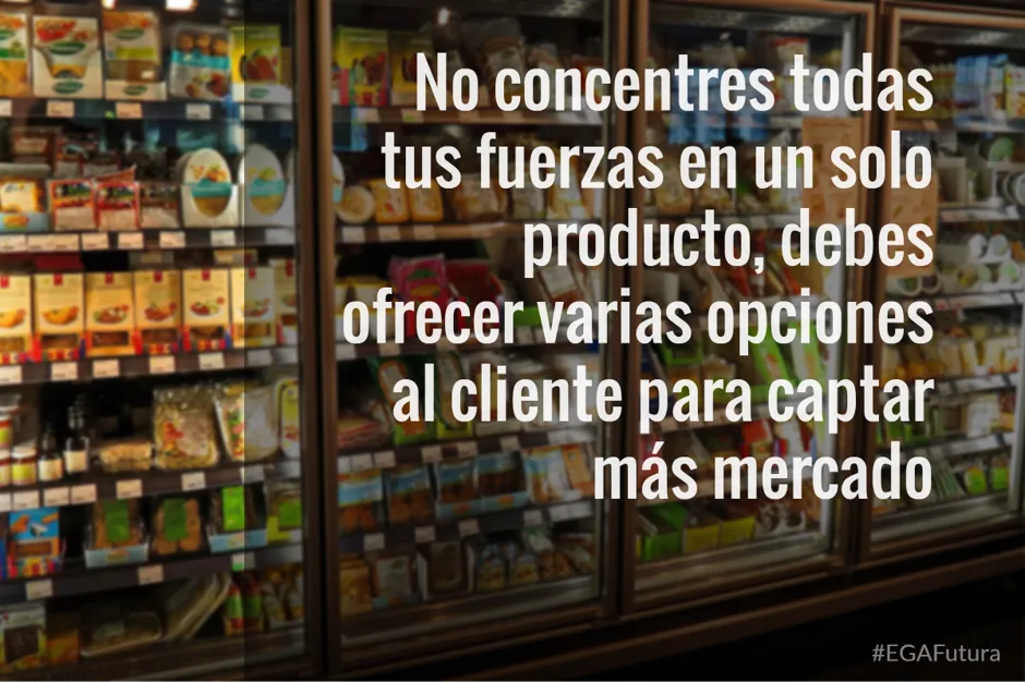 No concentres todas tus fuerzas en un solo producto, debes ofrecer varias opciones al cliente para captar más mercado