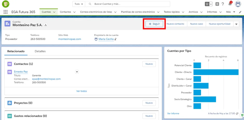 Con el boton seguir realizamos seguimiento de actualizacion de estado de lso elementos que nos interesan