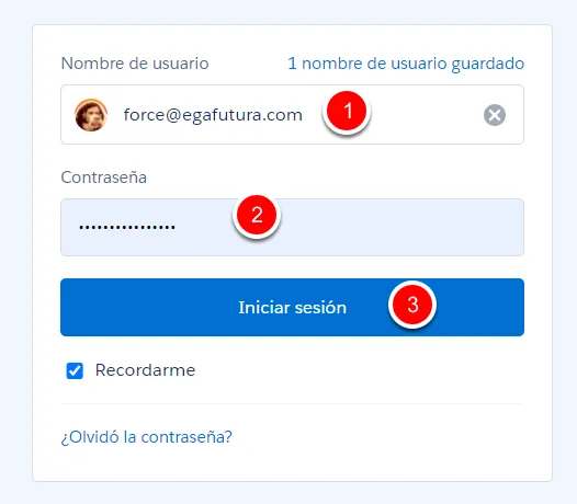 Inicio de sesión en EGA Futura