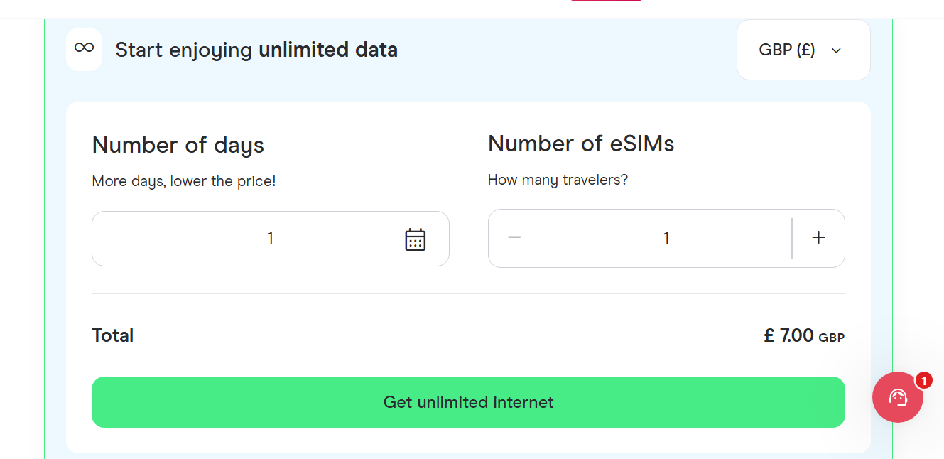 sample pricing of holafly colombia esim