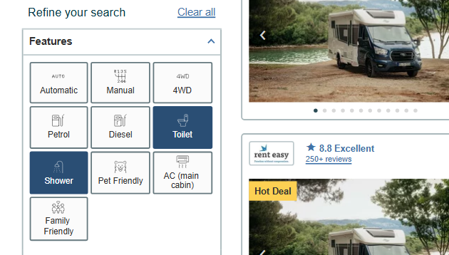 filtering for best campers in Iceland