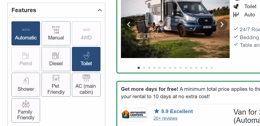 filtering motorhome results in Norway