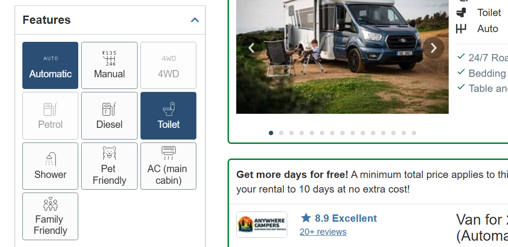 filtering motorhome results in Norway