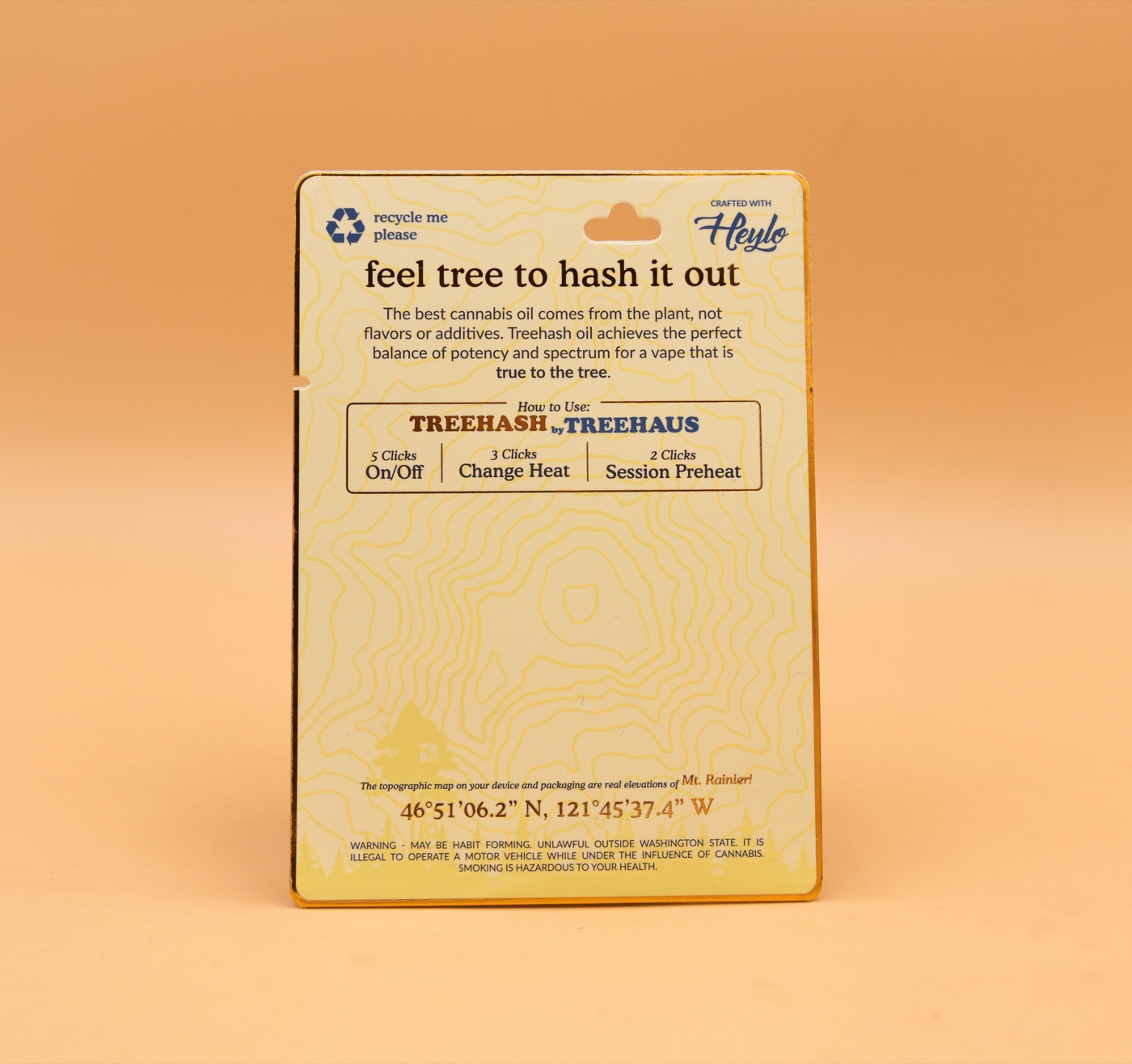 TreeHash by Treehaus, back of the pack with Mt. Rainier topo lines