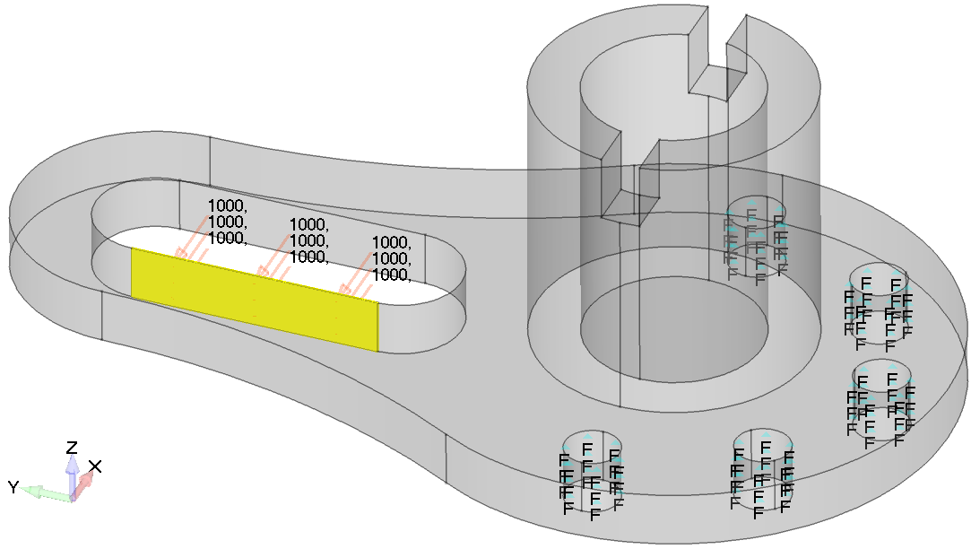 Femap NX Nastran ‍Сила, равномерно распределенная по внутренней поверхности паза