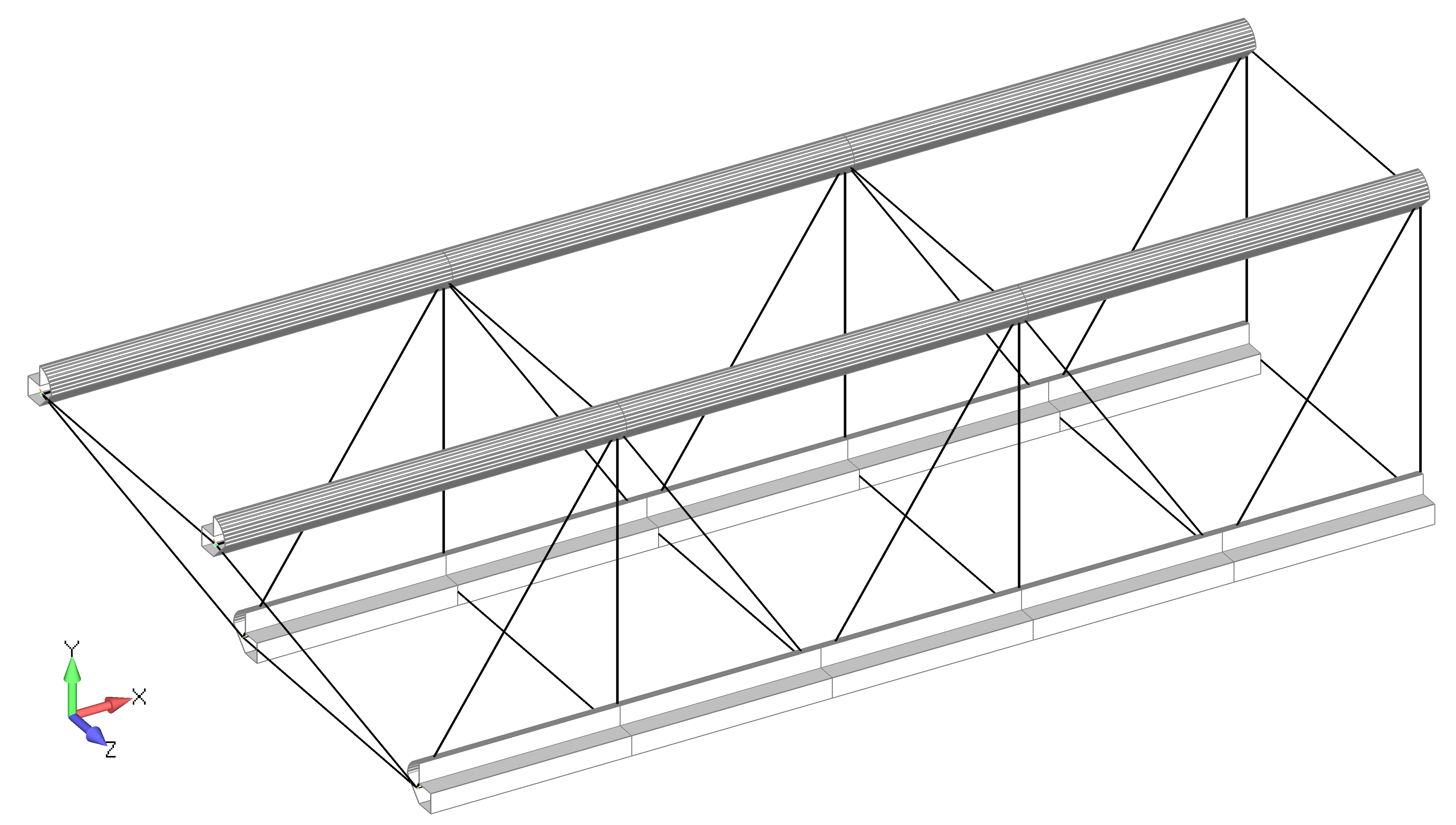 Femap NX Nastran Отображение балочных КЭ (Beam) с видимыми поперечными сечениями