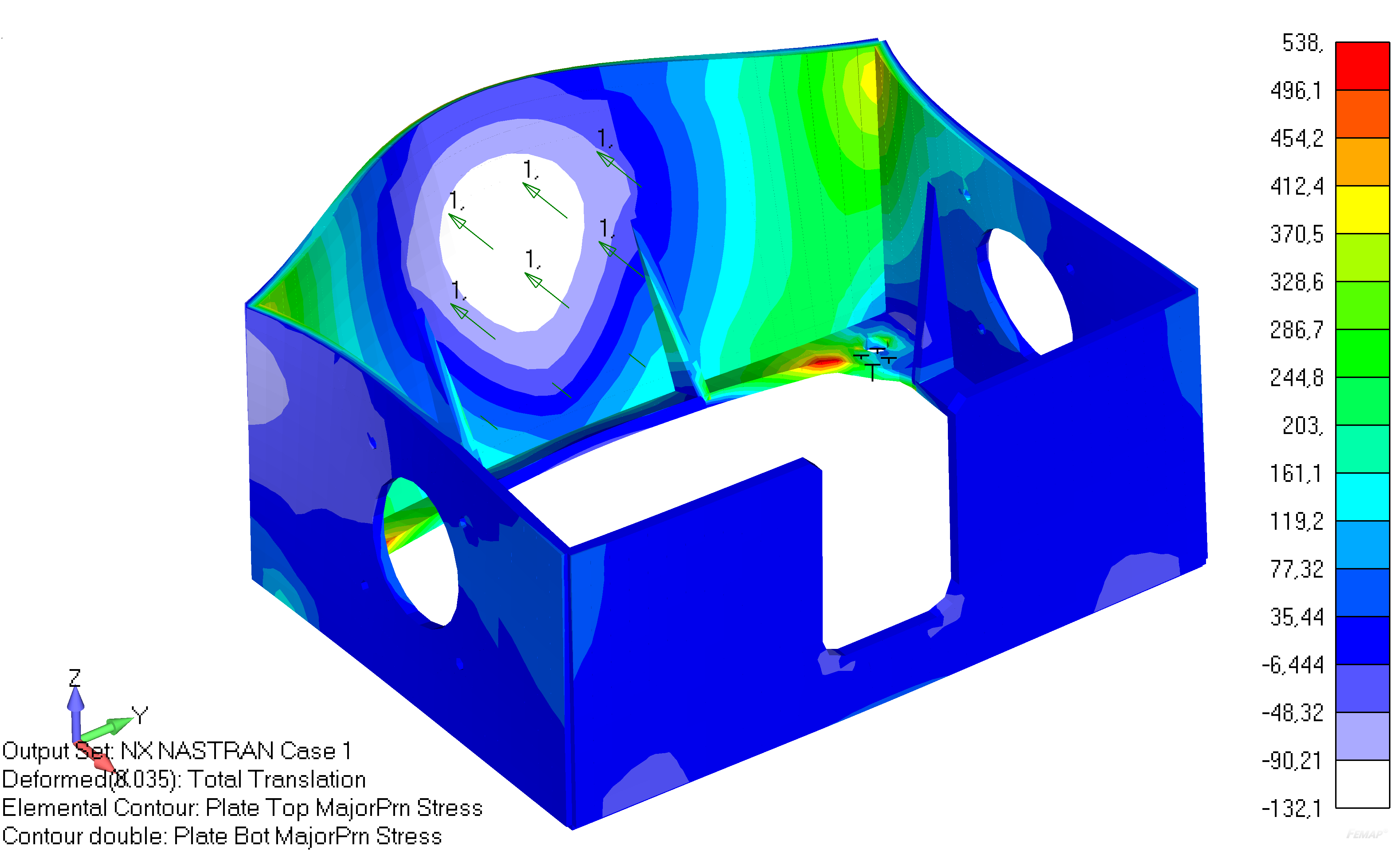 Femap 12 NX Nastran визуализация толщины конечных элементов