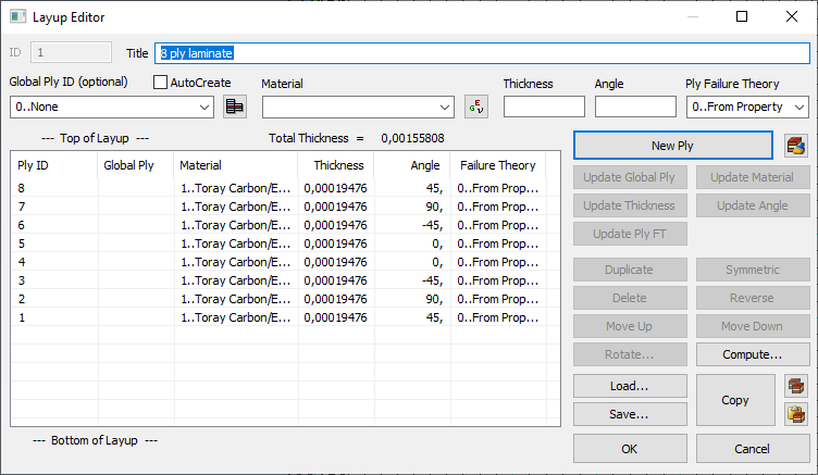 Редактор конфигурации слоев Layup Editor в Siemens Femap