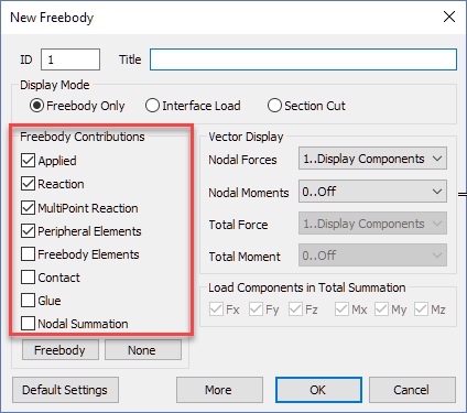 Диалоговое окно New Freebody для создания нового набора Freebody в Femap